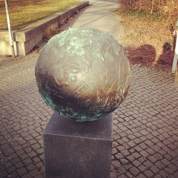 A metal globe